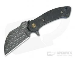 Grindhouse Knives TMAx #10 Nichols Iguana Damascus Marbled Carbon Fiber Blue Titanium Flipper