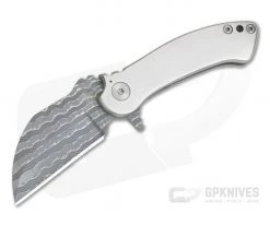 Grindhouse Knives TMAx #12 Nichols Damascus Satin Double Titanium Flipper