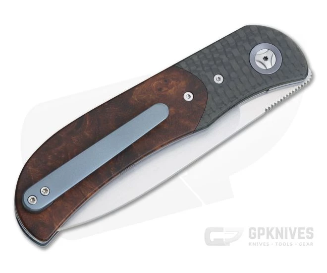 Burger Custom LEXK Plus Satin M390 Carbon Fiber Bolstered Ironwood Titanium Liner Lock Top Flipper 4 Burger Custom LEXK Plus Satin M390 Carbon Fiber Bolstered Ironwood Titanium Liner Lock Top Flipper - Image 2