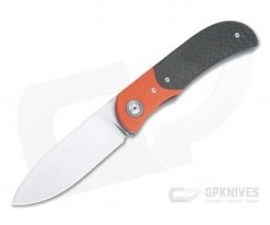 Burger Custom LEXK Plus Satin M390 Orange G10 Bolstered Carbon Fiber Titanium Liner Lock Top Flipper