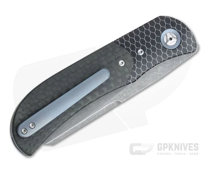 Burger Custom LEXK Plus Sheepsfoot Acidwash M390 C-TEK Bolstered Carbon Fiber Titanium Liner Lock Top Flipper 4 Burger Custom LEXK Plus Sheepsfoot Acidwash M390 C-TEK Bolstered Carbon Fiber Titanium Liner Lock Top Flipper - Image 2