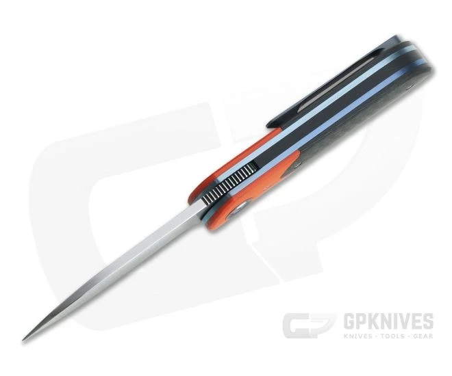 Burger Custom EXK Plus Orange G10 Bolstered Carbon Fiber Satin M390 Liner Lock Top Flipper 4342 5 Burger Custom EXK Plus Orange G10 Bolstered Carbon Fiber Satin M390 Liner Lock Top Flipper 4342 - Image 3