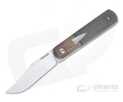 Enrique Pena Custom Barlow Clip Point Bolstered Green Canvas Micarta Front Flipper 4404