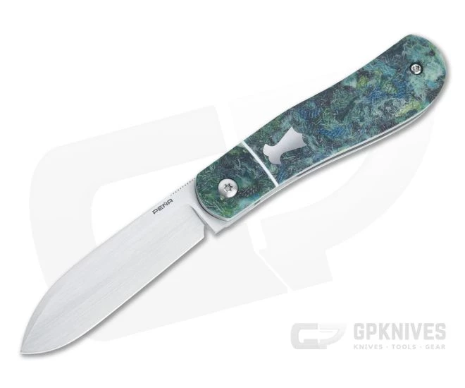 Enrique Pena Custom Front Flipper Dogleg Jack Bolstered Blue Rag Micarta Folder 4452 3 Enrique Pena Custom Front Flipper Dogleg Jack Bolstered Blue Rag Micarta Folder 4452