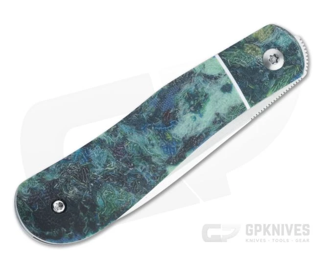 Enrique Pena Custom Front Flipper Dogleg Jack Bolstered Blue Rag Micarta Folder 4452 4 Enrique Pena Custom Front Flipper Dogleg Jack Bolstered Blue Rag Micarta Folder 4452 - Image 2