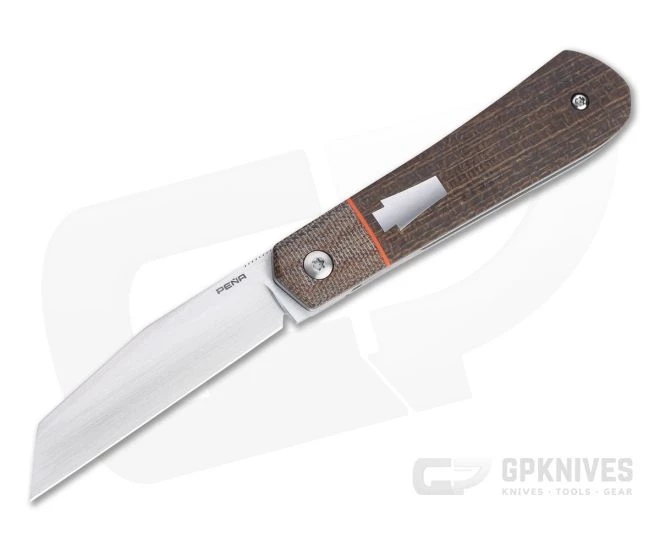 Enrique Pena Custom Front Flipper Raptor Bolstered Burlap Micarta Folder 4454 3 Enrique Pena Custom Front Flipper Raptor Bolstered Burlap Micarta Folder 4454