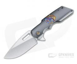 Attn2Detail Medium Mark I Drop Point Satin S45VN Zirconium Moku-Ti Skull Titanium Flipper 4462