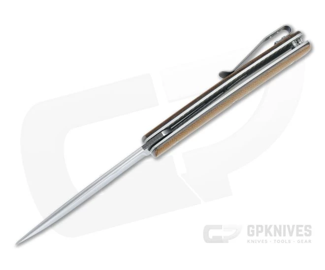 Brad Zinker FR LLF Stonewashed CPM-154 Natural Canvas Micarta Liner Lock Flipper 4466 5 Brad Zinker FR LLF Stonewashed CPM-154 Natural Canvas Micarta Liner Lock Flipper 4466 - Image 3