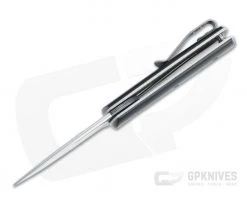 Brad Zinker Drop Point Shorty LLF Stonewashed CPM-154 Black Paper Micarta Dual Flipper 4472 -Outlet Flippers Store 4472 3