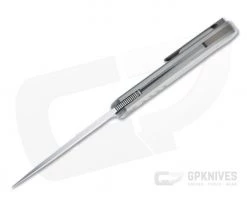 Burger Custom Atlas SFL Drop Point Satin Elmax Grooved Gray Titanium Frame Lock Front Flipper 4496 -Outlet Flippers Store 4496 3