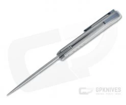 Burger Custom Atlas SFL Drop Point Acid Washed Elmax Grooved Gray Titanium Frame Lock Front Flipper 4497 -Outlet Flippers Store 4497 3