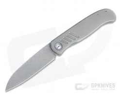 Burger Custom Atlas SFL Sheepsfoot Acid Washed Elmax Grooved Gray Titanium Frame Lock Front Flipper 4503
