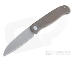 Burger Custom Atlas SFL Sheepsfoot Acid Washed Elmax Grooved Bronze Titanium Frame Lock Front Flipper 4504