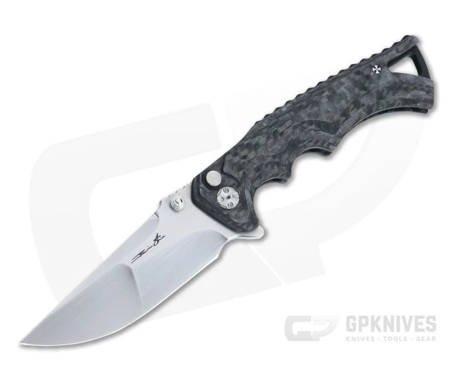 Brian Tighe Custom Tighe Fighter Drop Point Satin RWL34 Glow in the Dark Carbon Fiber Flipper 4551 3 Brian Tighe Custom Tighe Fighter Drop Point Satin RWL34 Glow in the Dark Carbon Fiber Flipper 4551