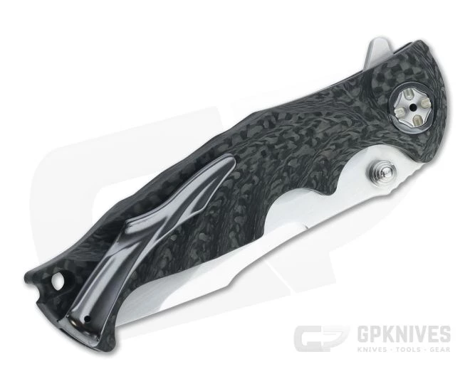 Brian Tighe Custom Small Tighe Breaker Satin RWL34 Harpoon Recurve Integral Carbon Fiber Flipper 4555 4 Brian Tighe Custom Small Tighe Breaker Satin RWL34 Harpoon Recurve Integral Carbon Fiber Flipper 4555 - Image 2