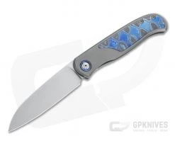 Burger Custom Atlas SFL Sheepsfoot Satin M390 Black TiMascus Gray Frame Lock Front Flipper 4564