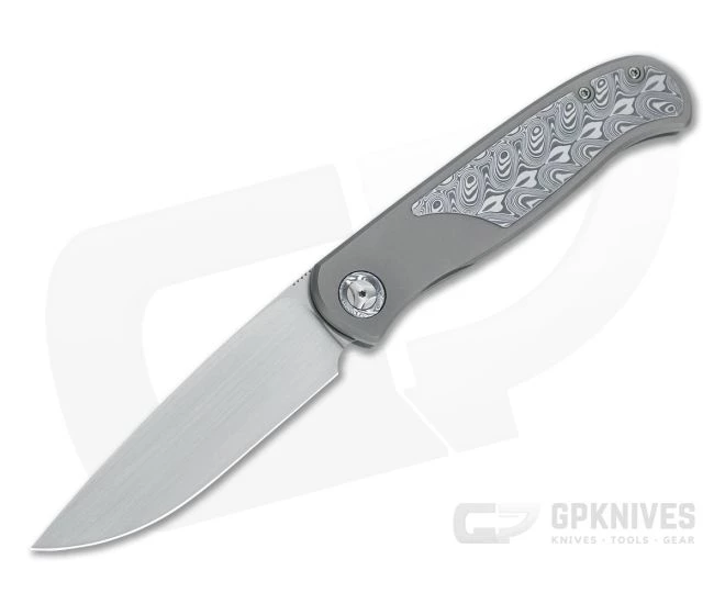 Burger Custom Atlas SFL Drop Point Satin M390 Damasteel Gray Frame Lock Front Flipper 4566 3 Burger Custom Atlas SFL Drop Point Satin M390 Damasteel Gray Frame Lock Front Flipper 4566