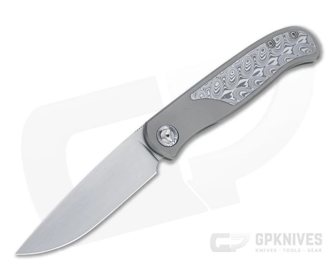 Burger Custom Atlas SFL Drop Point Satin M390 Damasteel Gray Frame Lock Front Flipper 4568 3 Burger Custom Atlas SFL Drop Point Satin M390 Damasteel Gray Frame Lock Front Flipper 4568