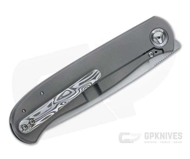 Burger Custom Atlas SFL Drop Point Satin M390 Damasteel Gray Frame Lock Front Flipper 4568 4 Burger Custom Atlas SFL Drop Point Satin M390 Damasteel Gray Frame Lock Front Flipper 4568 - Image 2