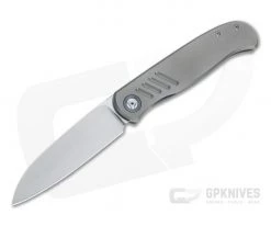 Burger Custom Atlas SFL Sheepsfoot Satin Elmax Grooved Gray Titanium Frame Lock Front Flipper 4571