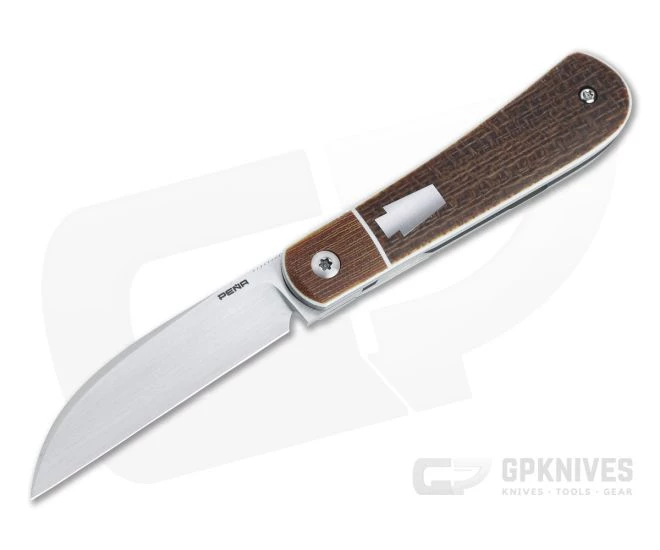 Enrique Pena Custom Swayback Wharncliffe Bolstered Burlap Micarta Front Flipper 4626 3 Enrique Pena Custom Swayback Wharncliffe Bolstered Burlap Micarta Front Flipper 4626