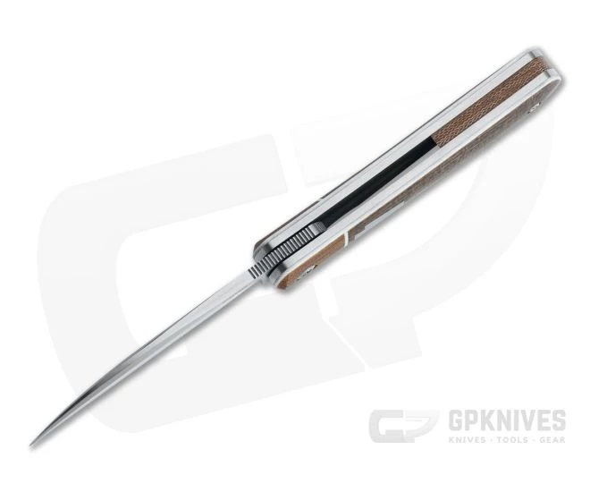 Enrique Pena Custom Swayback Wharncliffe Bolstered Burlap Micarta Front Flipper 4626 5 Enrique Pena Custom Swayback Wharncliffe Bolstered Burlap Micarta Front Flipper 4626 - Image 3