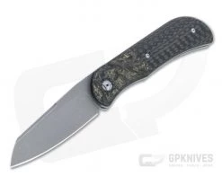 Burger Custom EXK Plus SF Acid Wash M390 Dark Matter Gold Fatcarbon Bolster Carbon Fiber Front Flipper 4669