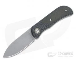 Burger Custom EXK Plus Acid Wash M390 Green Micarta Inlaid Carbon Fiber Front Flipper 4671