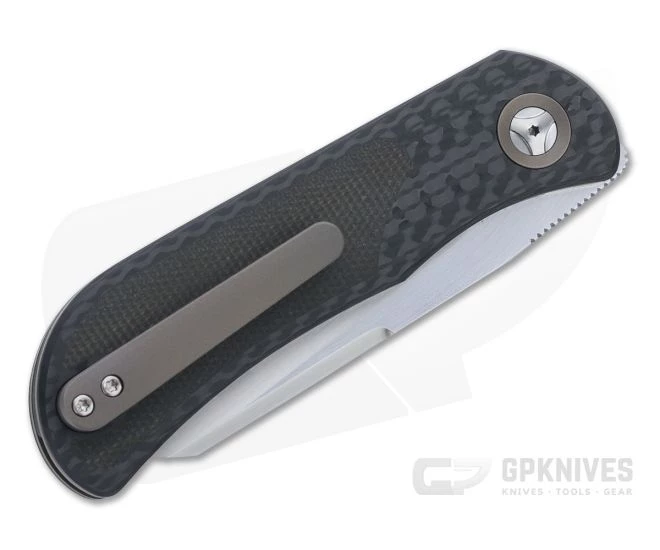 Burger Custom EXK Plus SF Satin M390 Green Micarta Inlaid Carbon Fiber Front Flipper 4673 4 Burger Custom EXK Plus SF Satin M390 Green Micarta Inlaid Carbon Fiber Front Flipper 4673 - Image 2