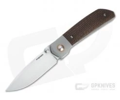 Enrique Pena Custom Mula Front Flipper Drop Point Burlap Micarta Folder 4705