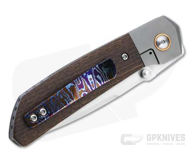 Enrique Pena Custom Mula Front Flipper Drop Point Burlap Micarta Folder 4705 4 Enrique Pena Custom Mula Front Flipper Drop Point Burlap Micarta Folder 4705 - Image 2