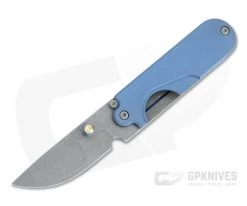 Serge Panchenko Custom Bean Drop Point Acid Washed Nitro-V Iridescent Blue Titanium Slip Joint 4709