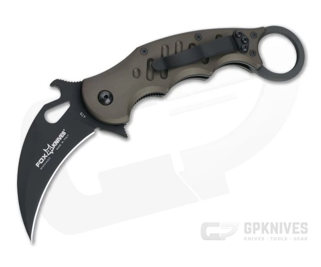 Fox Knives 478 Karambit Dark Brown Aluminum Black N690Co Folder 478-BR 3 Fox Knives 478 Karambit Dark Brown Aluminum Black N690Co Folder 478-BR
