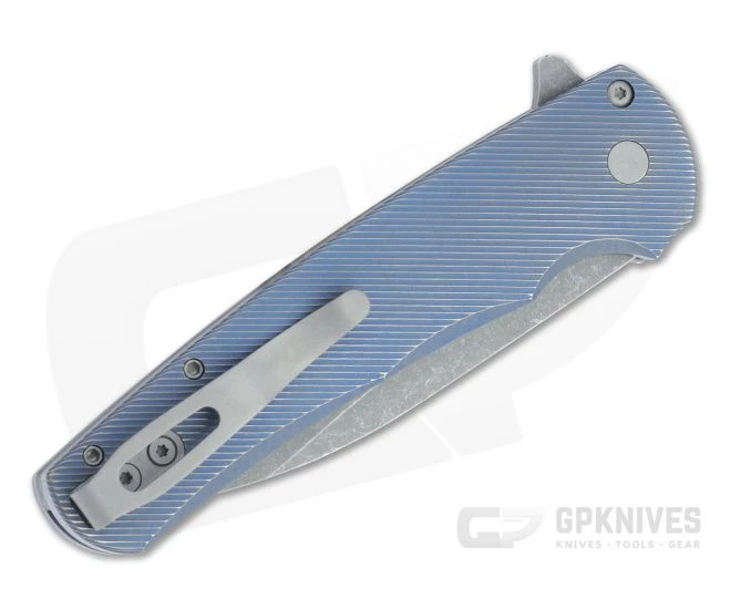 Protech Malibu Custom Wharncliffe Acid Washed 20CV Distressed Blue 3D Titanium Flipper 5141-AW-BLUE 4 Protech Malibu Custom Wharncliffe Acid Washed 20CV Distressed Blue 3D Titanium Flipper 5141-AW-BLUE - Image 2