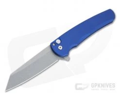 Protech Malibu Reverse Tanto Stonewashed 20CV Blue Button Lock Flipper 5201-BLUE