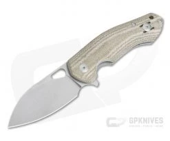 GiantMouse ACE Biblio Natural Canvas Micarta Stonewashed M390 Liner Lock Flipper