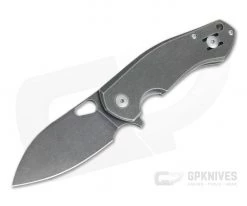 GiantMouse ACE Biblio Stonewashed Black PVD Titanium M390 Liner Lock Flipper
