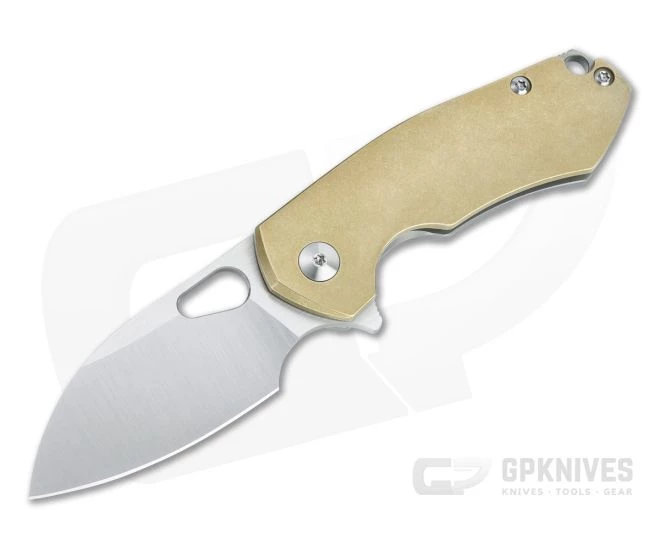 GiantMouse ACE Riv Tumbled Brass Satin Elmax Titanium Frame Lock Flipper 3 GiantMouse ACE Riv Tumbled Brass Satin Elmax Titanium Frame Lock Flipper