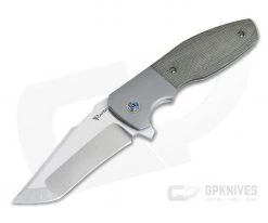 Reate Knives Augustus Kirby Lambert Design Green Canvas Micarta M390 Harpoon Tanto Flipper