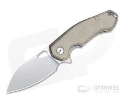 GiantMouse ACE Biblio Bronze Natural Micarta Inlay Satin M390 Liner Lock Flipper