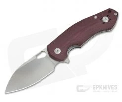 GiantMouse ACE Biblio Burgundy Canvas Micarta Satin M390 Liner Lock Flipper