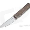 Reate Knives Bushido Brown Burlap Micarta Stonewashed M390 Kwaiken Front Flipper