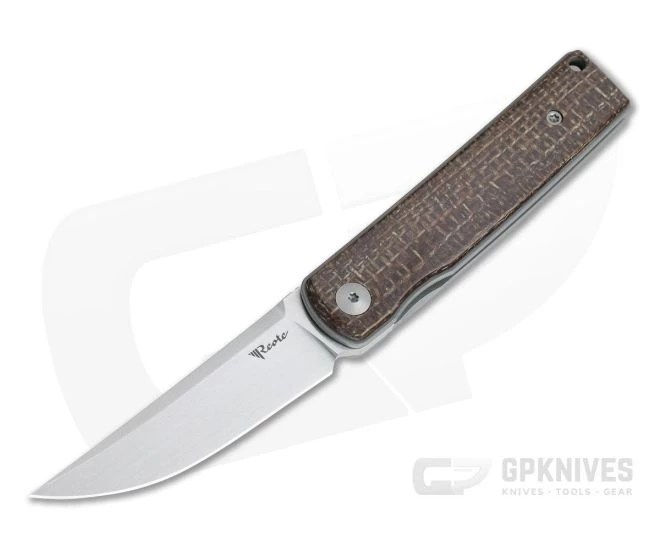 Reate Knives Bushido Brown Burlap Micarta Satin M390 Kwaiken Front Flipper 3 Reate Knives Bushido Brown Burlap Micarta Satin M390 Kwaiken Front Flipper