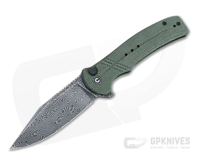 CIVIVI Cogent Button Lock Flipper Black Damascus Green Micarta Folder C20038D-DS1 3 CIVIVI Cogent Button Lock Flipper Black Damascus Green Micarta Folder C20038D-DS1
