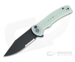 CIVIVI Cogent Button Lock Flipper Serrated Black Stonewashed 14C28N Natural G10 Folder C20038E-3