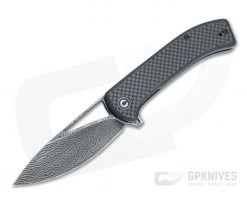 CIVIVI Riffle Black Hand Rubbed Damascus Carbon Fiber/G10 Liner Lock Flipper C2024DS-1