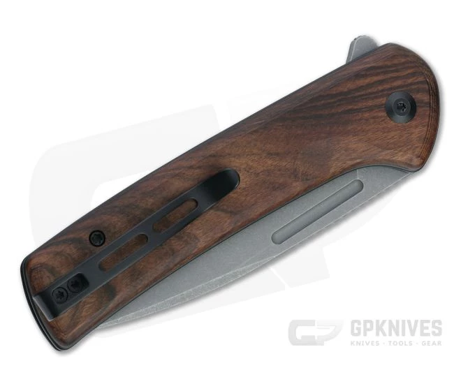 CIVIVI Conspirator Gray Stonewashed Nitro-V Cuibourtia Wood Button Lock Flipper C21006-3 4 CIVIVI Conspirator Gray Stonewashed Nitro-V Cuibourtia Wood Button Lock Flipper C21006-3 - Image 2