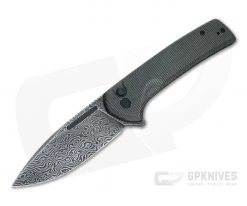 CIVIVI Conspirator Black Damascus Dark Green Micarta Button Lock Flipper C21006-DS1