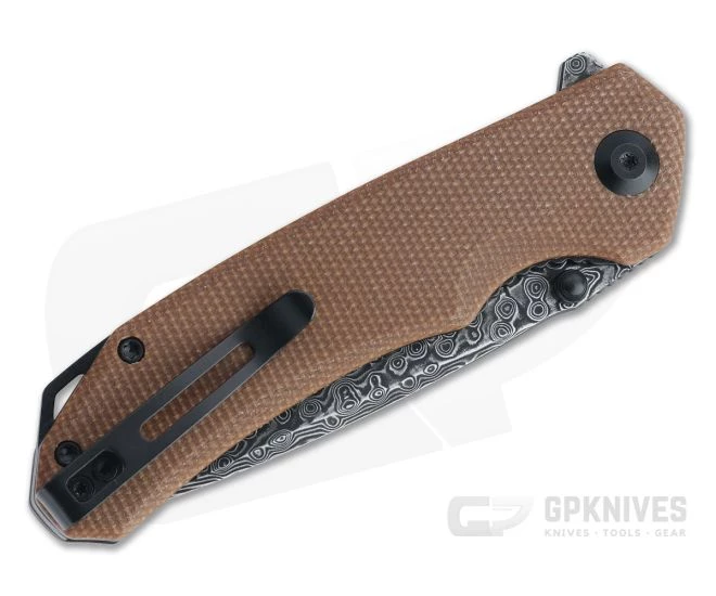 CIVIVI Brazen Drop Point Brown Micarta Black Damascus Liner Lock Flipper C2102DS-1 4 CIVIVI Brazen Drop Point Brown Micarta Black Damascus Liner Lock Flipper C2102DS-1 - Image 2