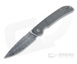 CIVIVI Imperium Black Hand Rubbed Damascus Dark Green Micarta Front Flipper C2107DS-3